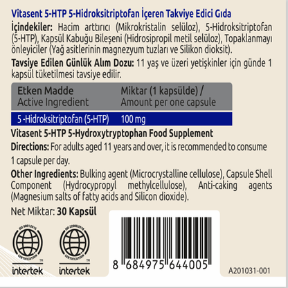 Vitasent 5 HTP Uyku Kalitesi için Takviye