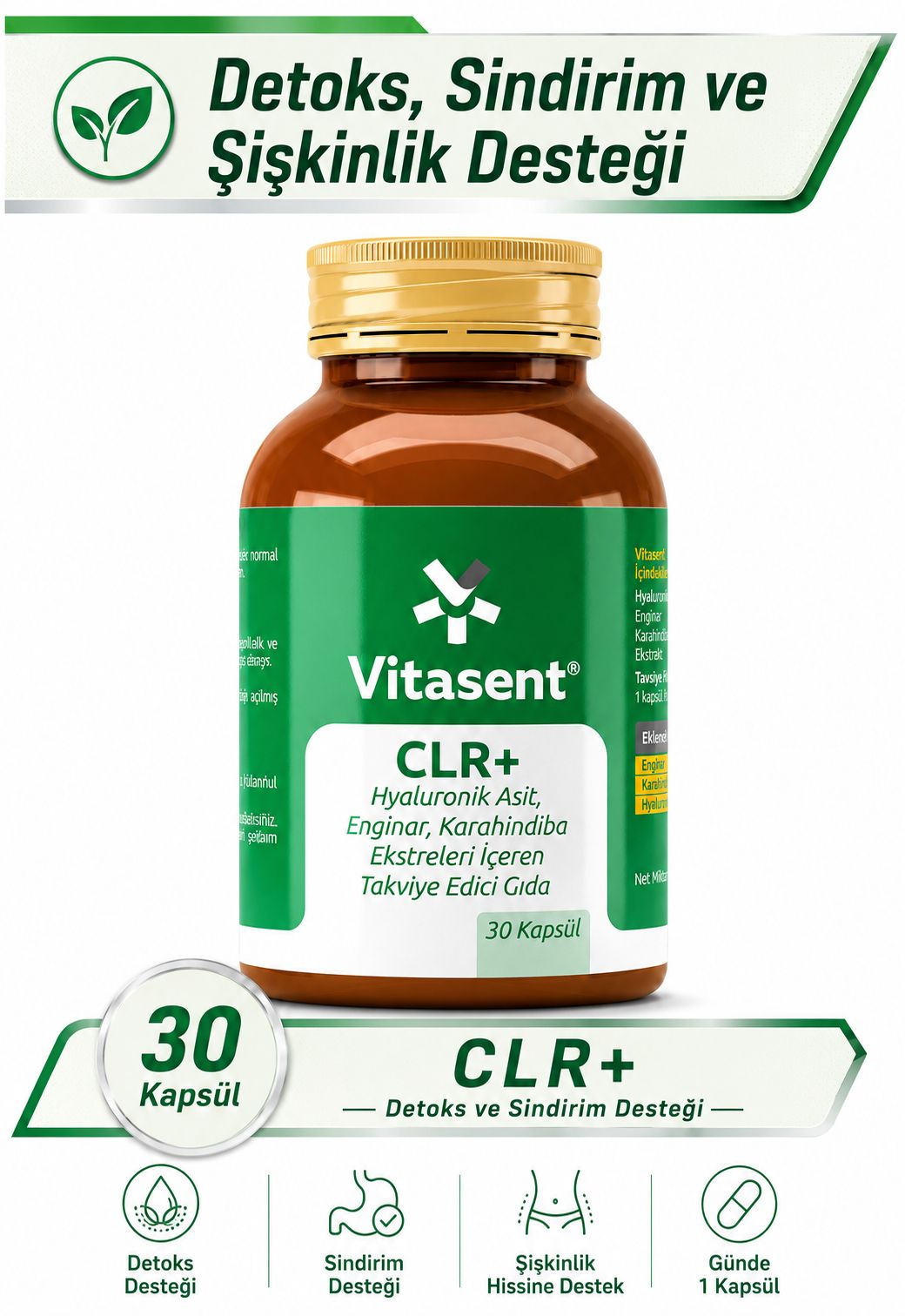 CLR+ – Detoks, Sindirim ve Şişkinlik Desteği Takviye Edici Gıda