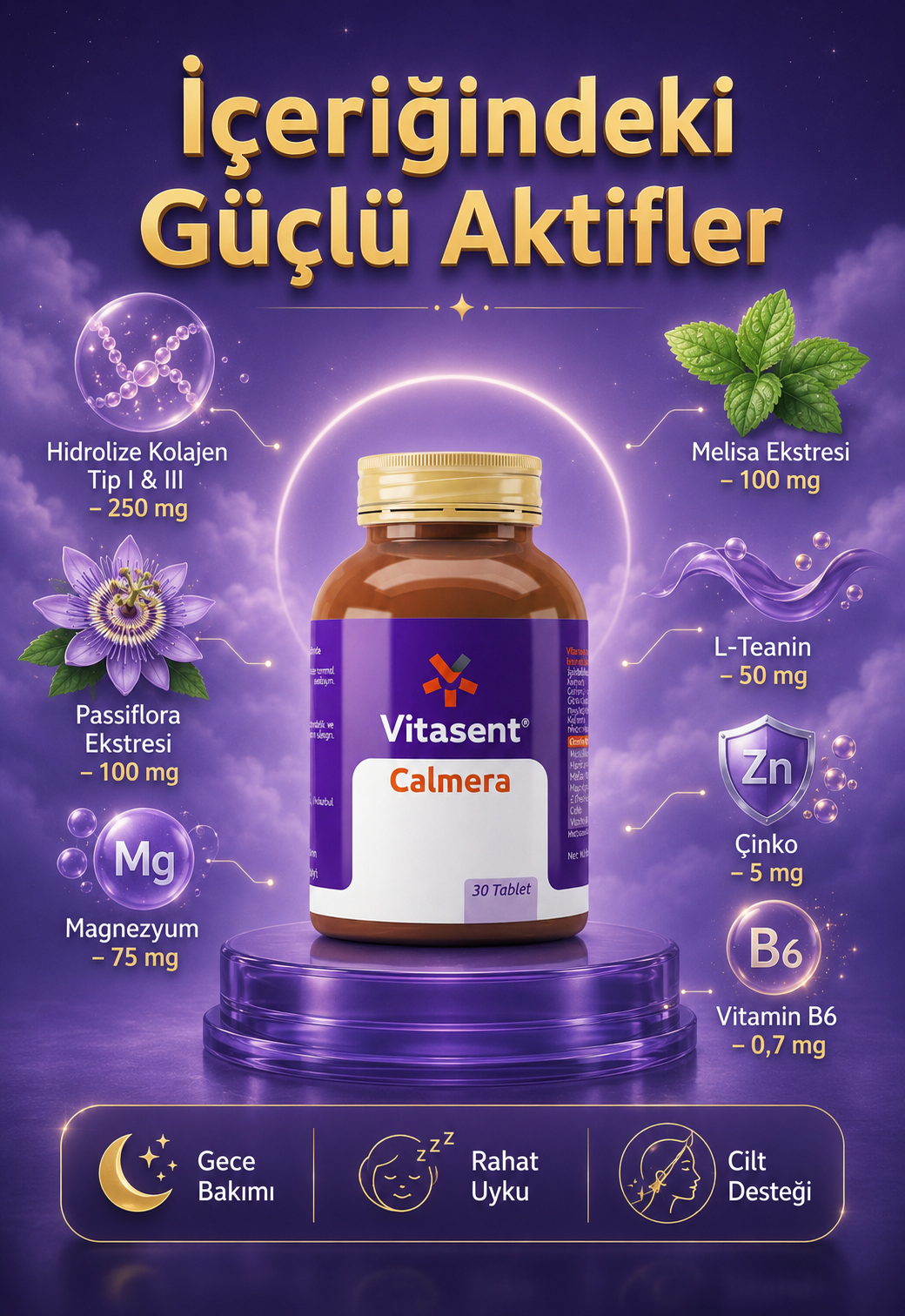 Calmera – Uyku ve Cilt Güzelliği İçin Destekleyici Takviye