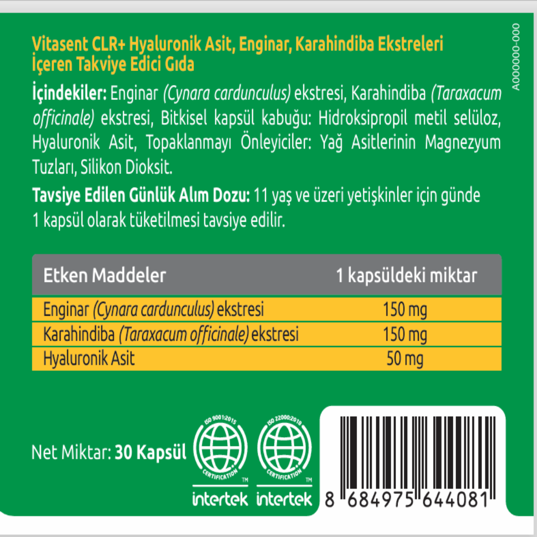 CLR+ – Detoks, Sindirim ve Şişkinlik Desteği Takviye Edici Gıda