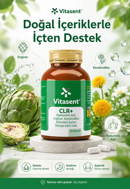 CLR+ – Detoks, Sindirim ve Şişkinlik Desteği Takviye Edici Gıda