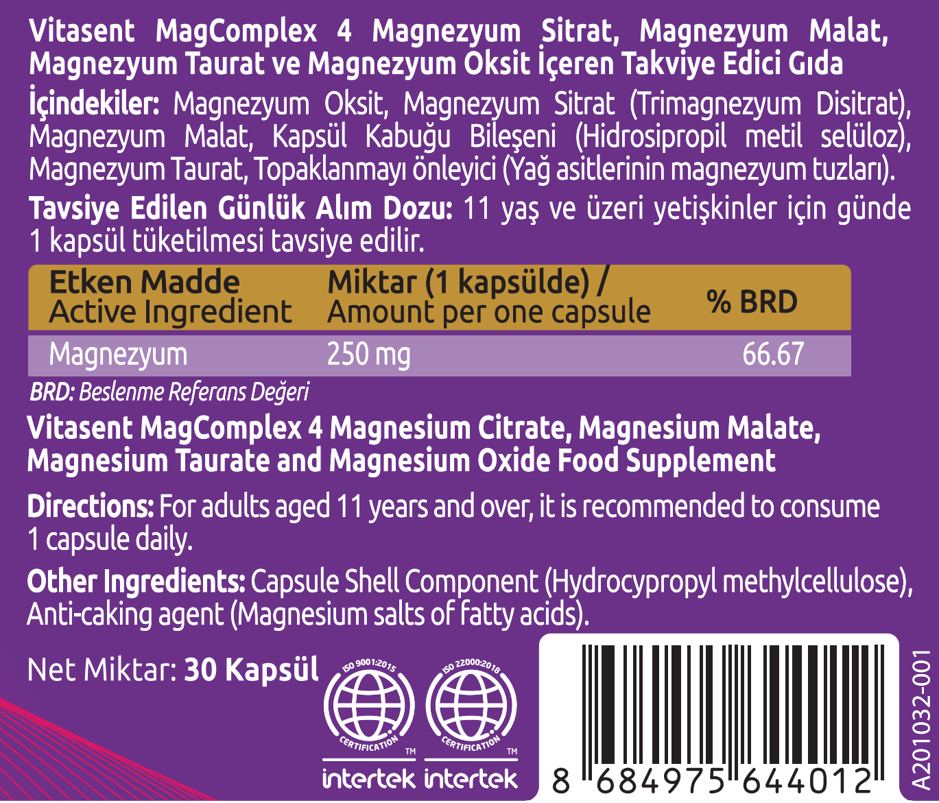 Vitasent Stres ve Uyku Desteği Paketi